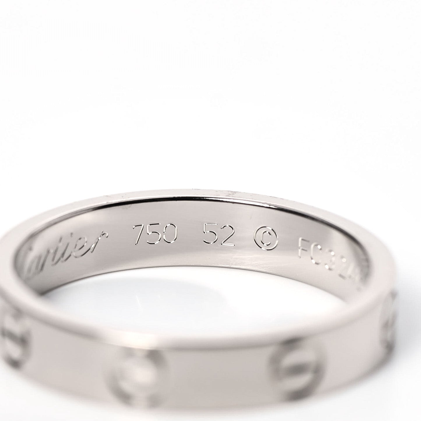 18K White Gold 3.5mm LOVE Wedding Band Ring 52 6
