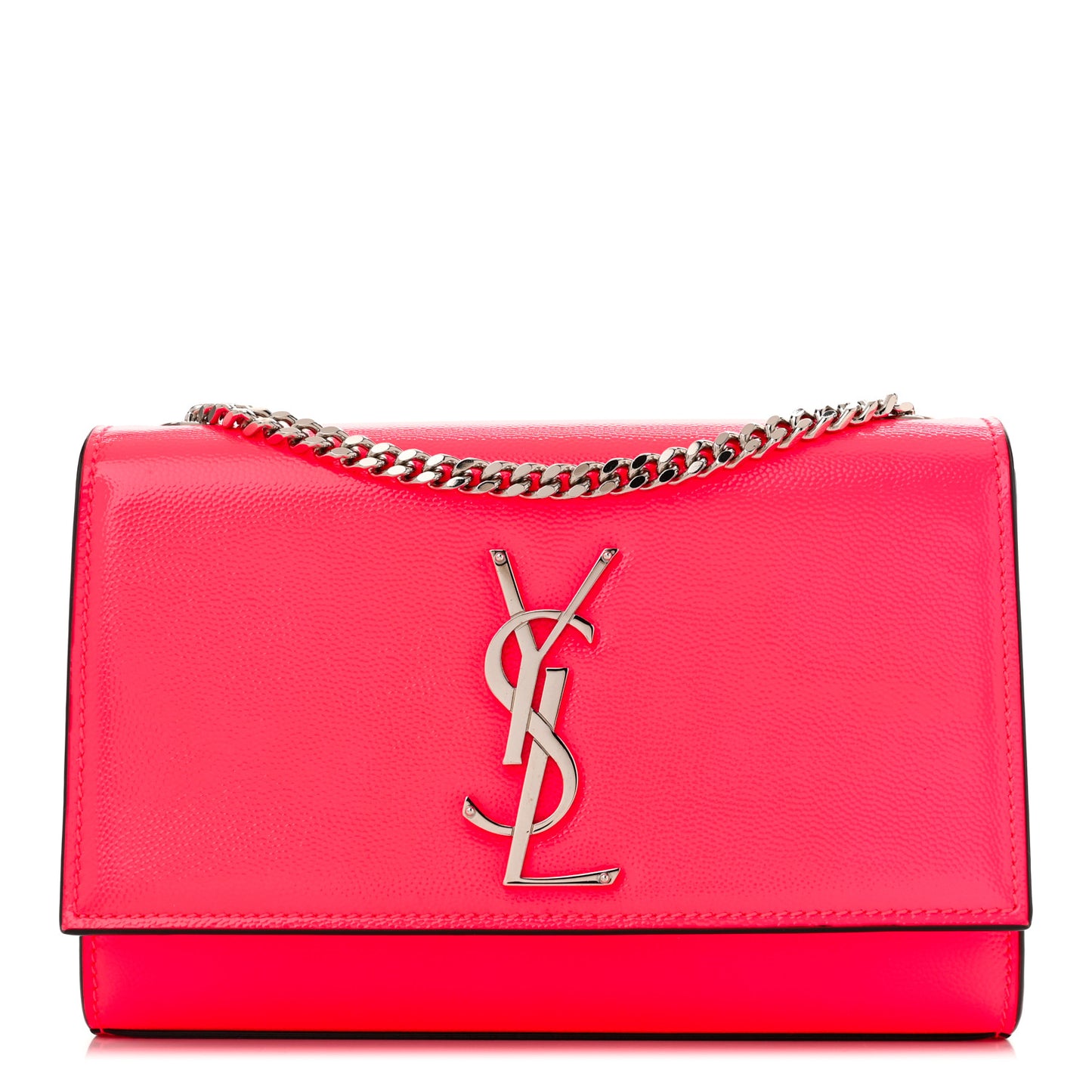 Patent Grain de Poudre Small Monogram Kate Satchel Neon Pink