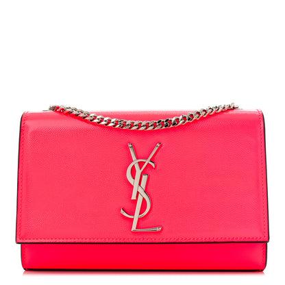 Saint Laurent Patent Grain de Poudre Small Monogram Kate Satchel Neon Pink 1 of 10