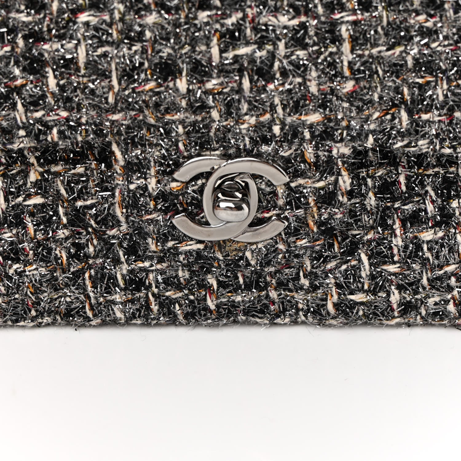 Chanel Metallic Tweed Medium Double Flap Black White 20 of 20