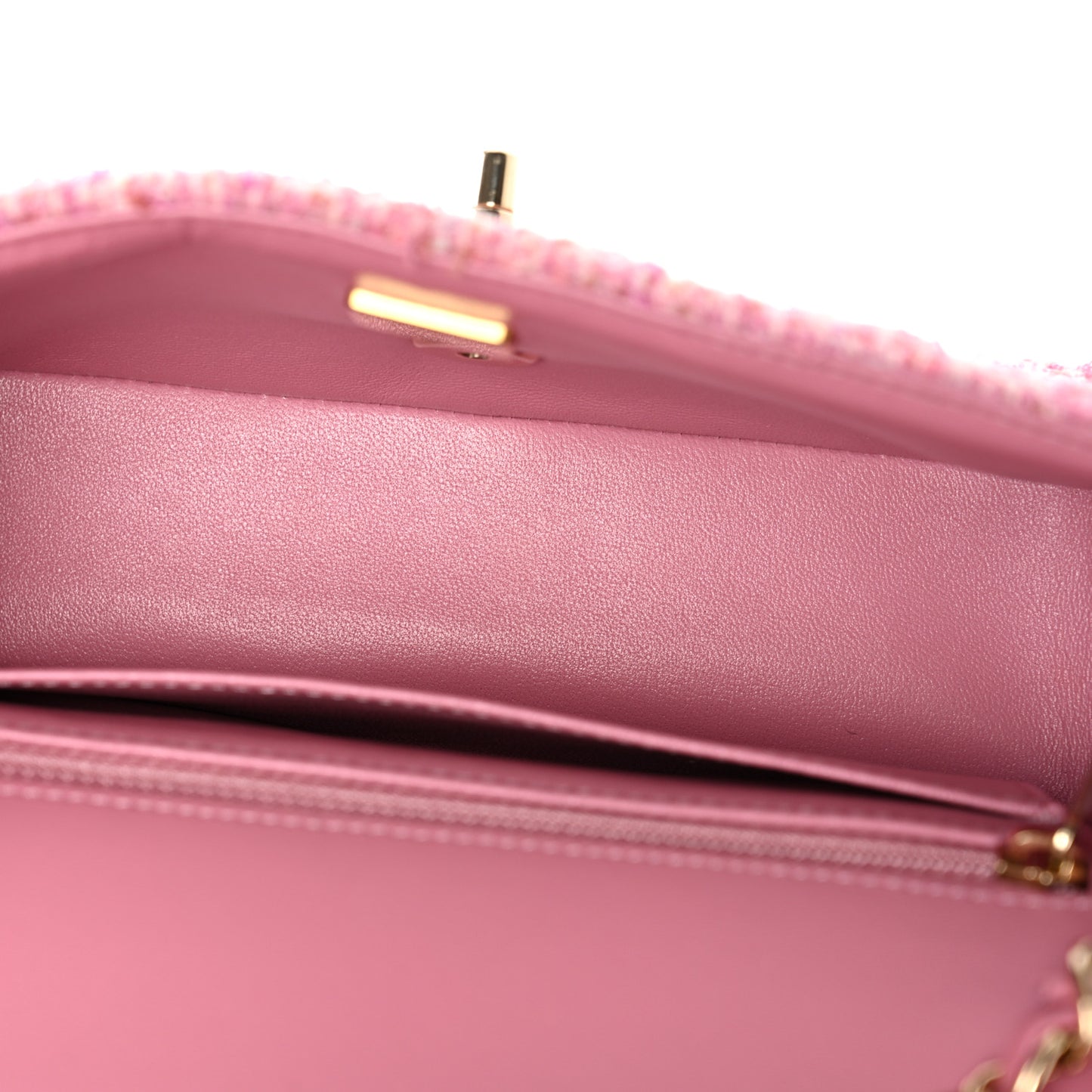 Tweed Quilted Mini Rectangular Flap Pink
