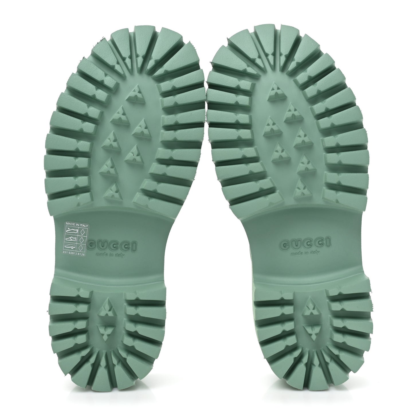 Rubber GG Monogram Perforated Elea Platform 55mm Lug Sole Sandals 39 Pacific Green