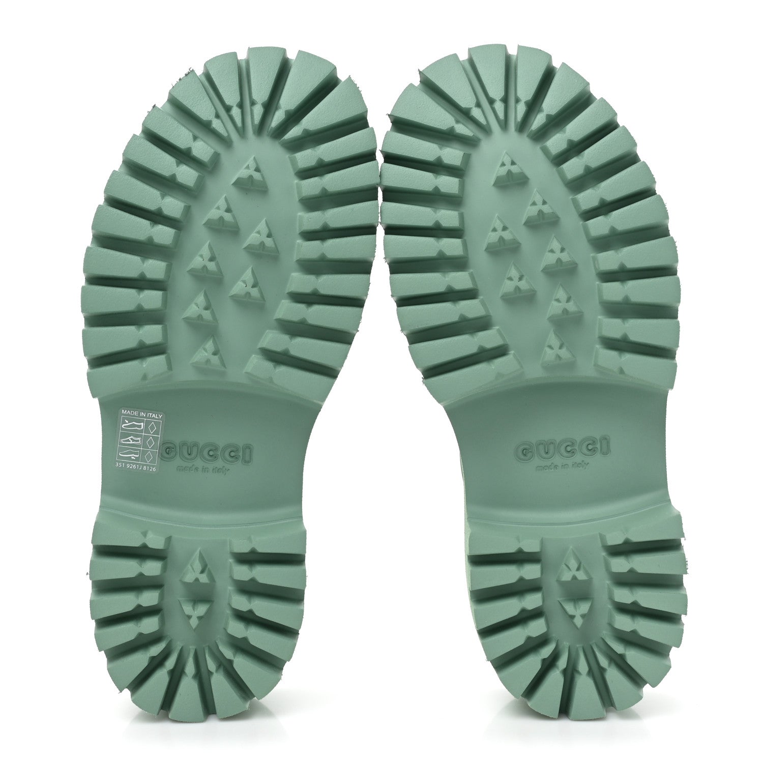 Gucci Rubber GG Monogram Perforated Elea Platform 55mm Lug Sole Sandals 39 Pacific Green 5 of 9