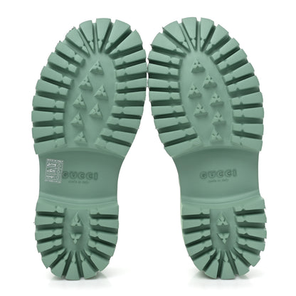 Gucci Rubber GG Monogram Perforated Elea Platform 55mm Lug Sole Sandals 39 Pacific Green 5 of 9