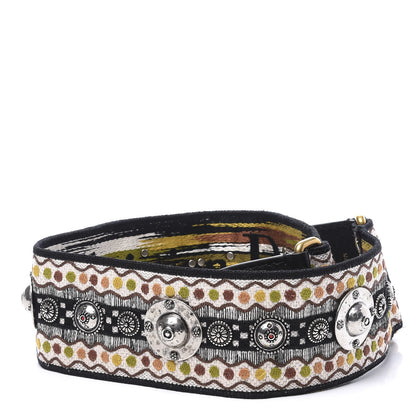 Christian Dior Canvas Embroidered Studded Shoulder Strap Multicolor Black 2 of 6
