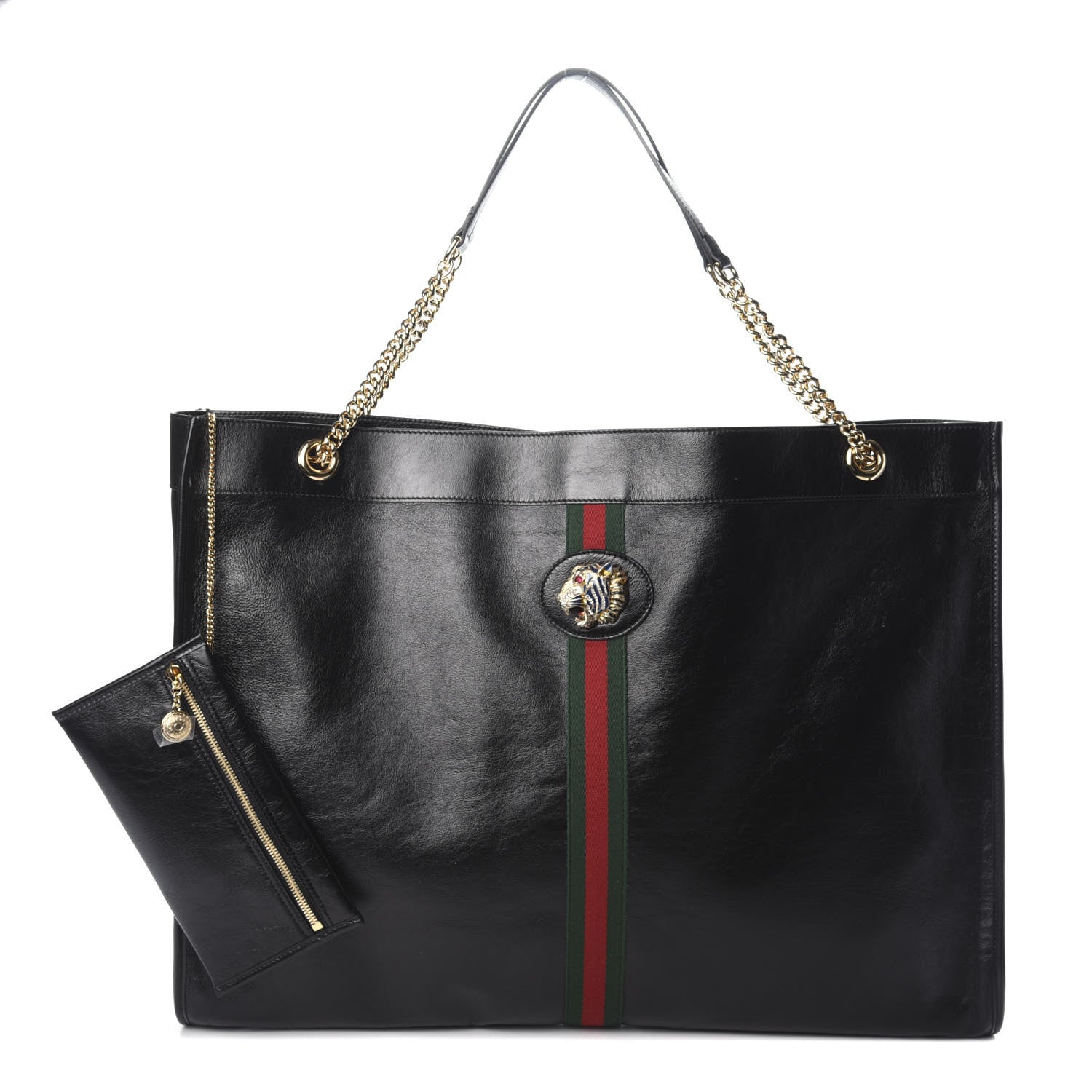 Gucci Calfskin Maxi Rajah Chain Tote Black 1 of 8