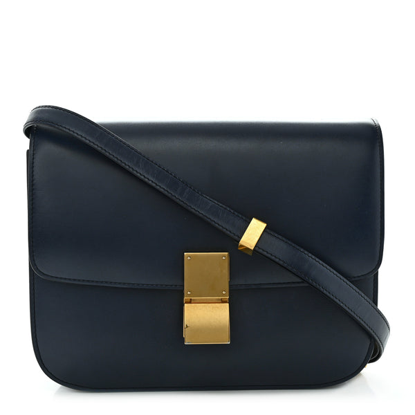 Celine Box Calfskin Medium Classic Box Flap Bag Navy 1308188