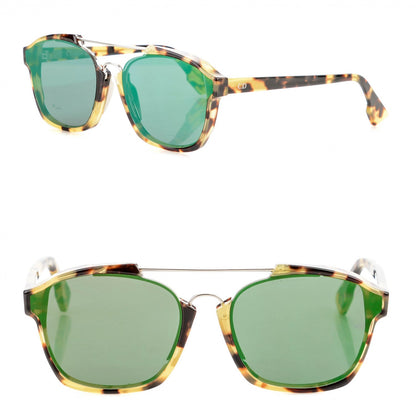 Christian Dior Abstract Square Mirrored Sunglasses Spotted Havana Green 1 of 5