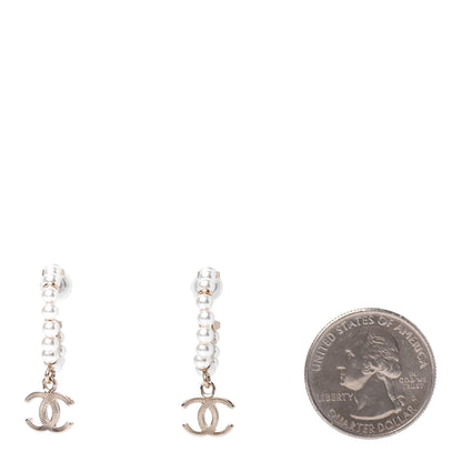 Chanel Pearl Charms CC Hoop Earrings Gold 2 of 4