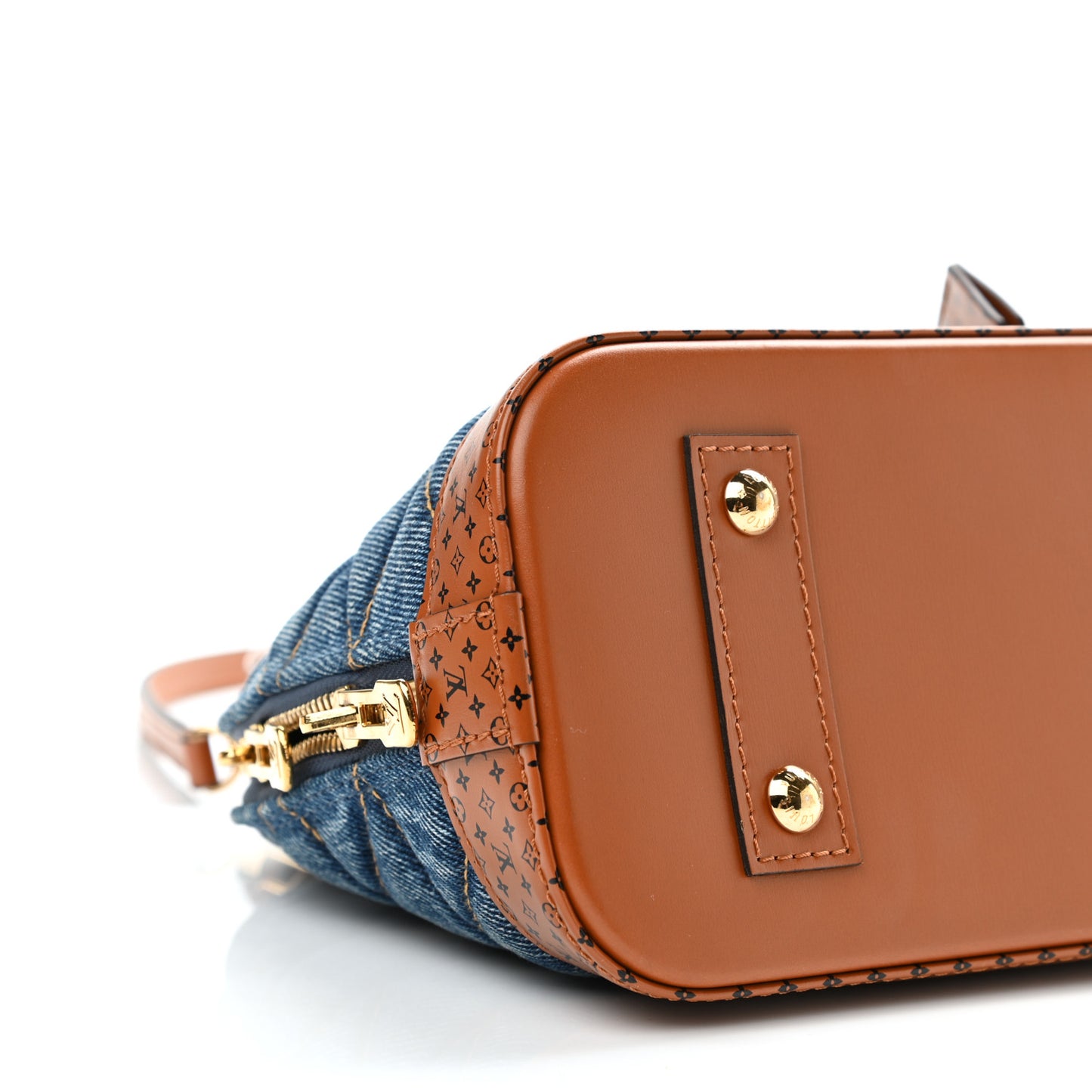 Denim Calfskin Reverse Monogram Malletage Alma BB Blue