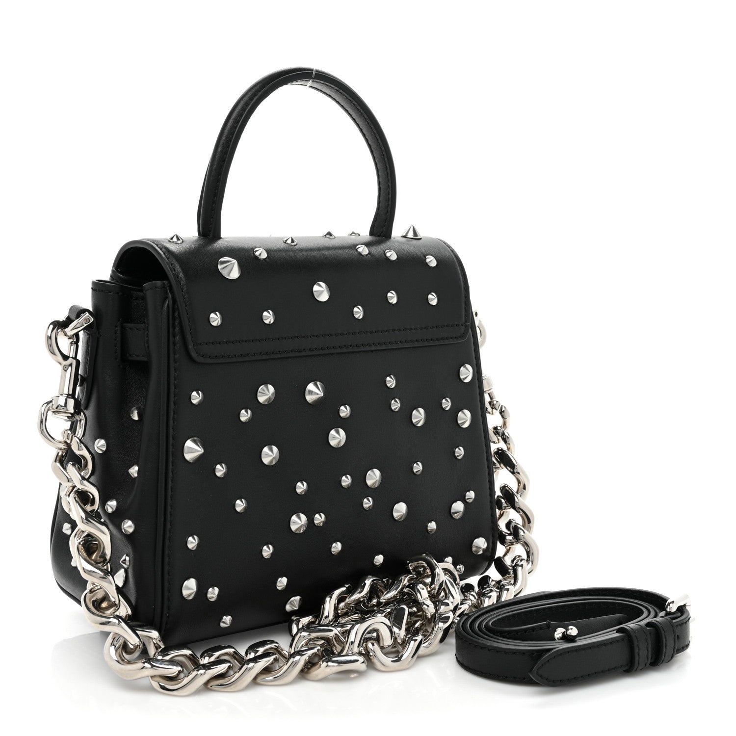 Versace Grained Calfskin Spiked Small La Medusa Top Handle Bag Black 3 of 8