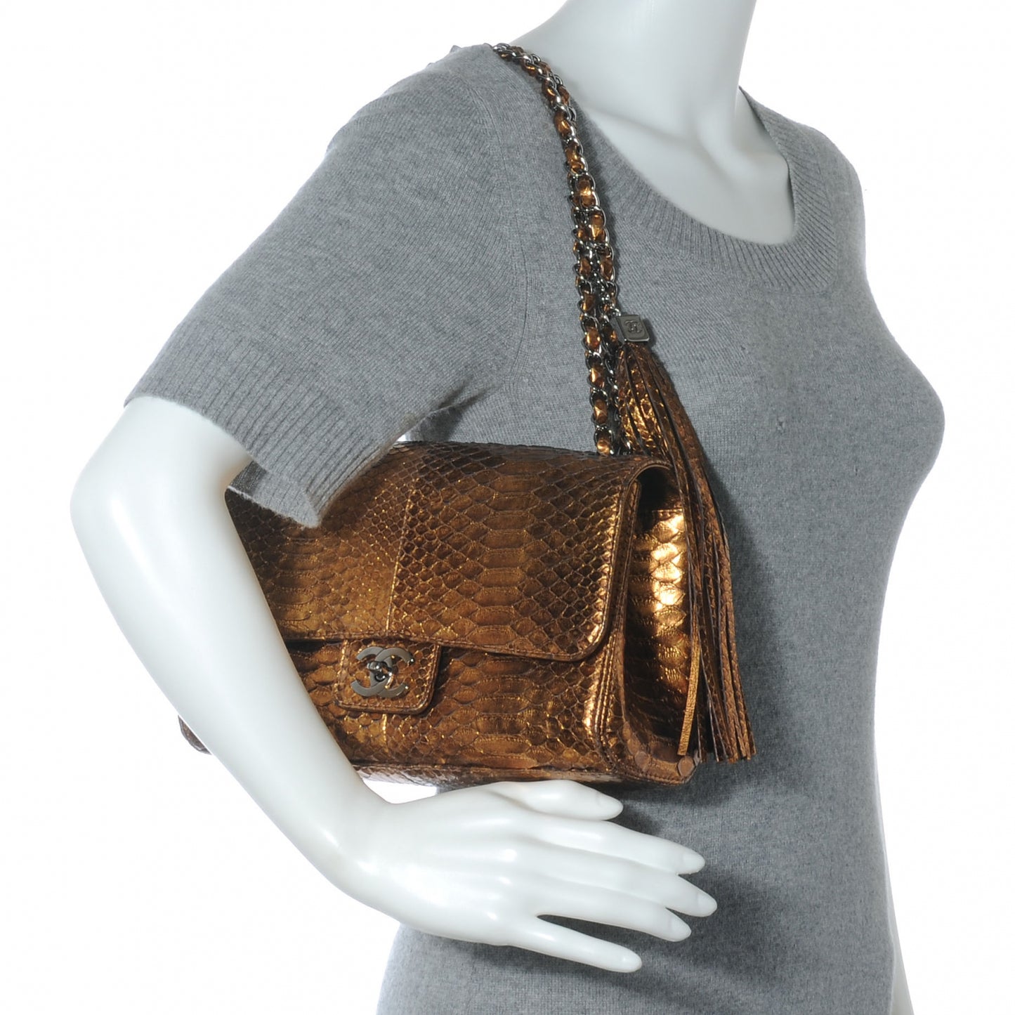 Python Tassel Medium Flap Bronze