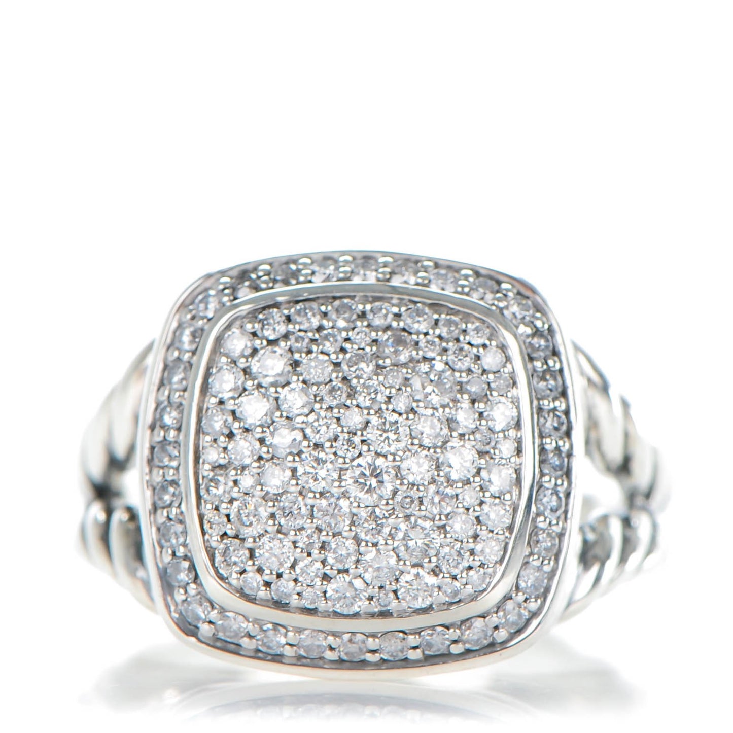 Sterling Silver Diamond 11mm Albion Pave Ring 53 6.5