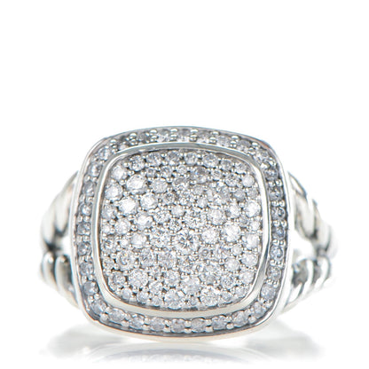 David Yurman Sterling Silver Diamond 11mm Albion Pave Ring 53 6.5 1 of 5