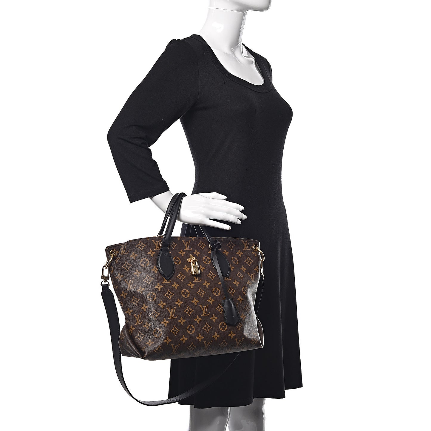 Monogram Flower Zipped Tote MM Black