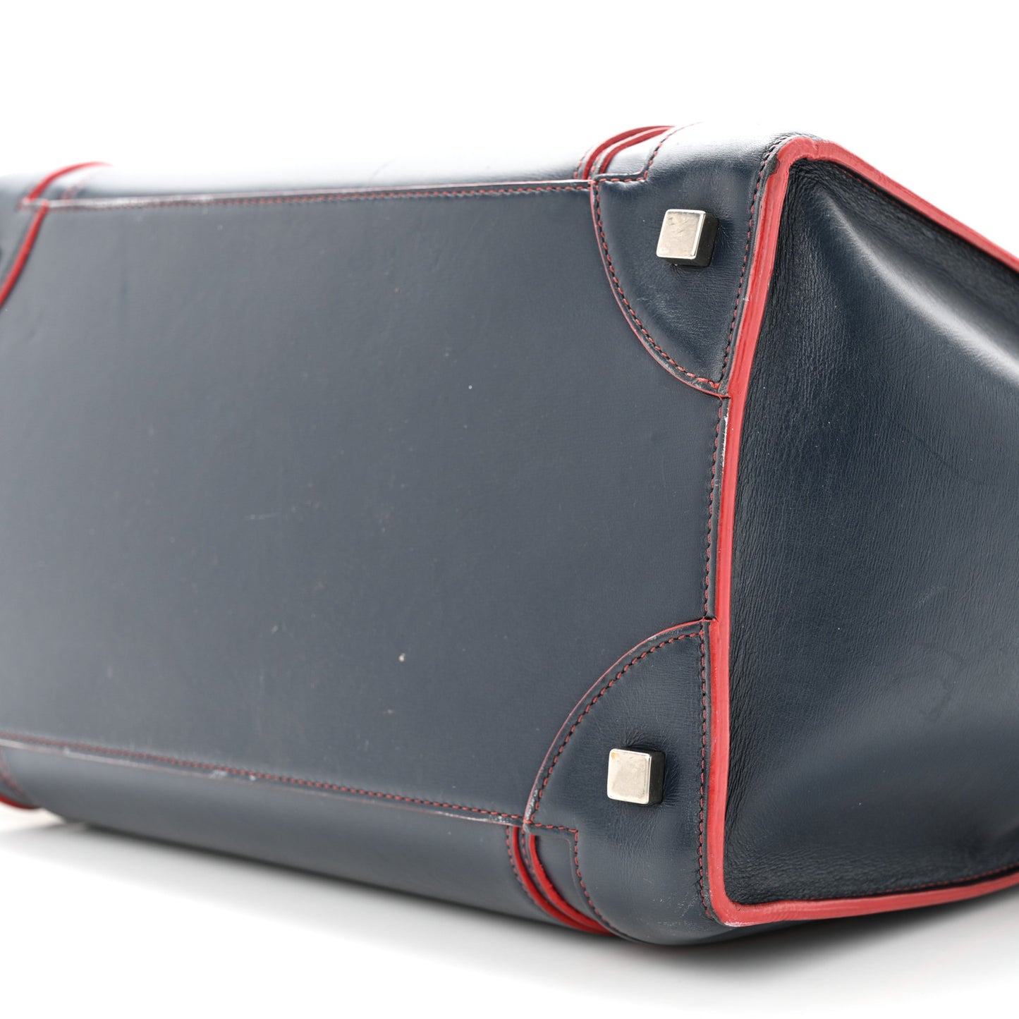Satin Debossed Calfskin Mini Luggage Navy Blue