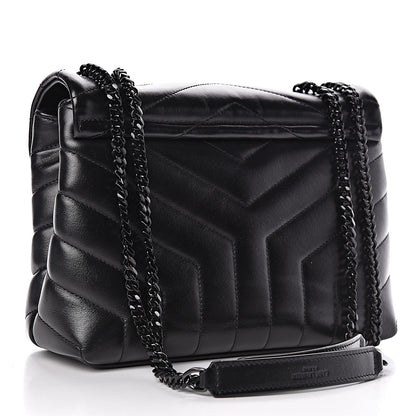 Saint Laurent Calfskin Y Quilted Monogram Small Loulou Chain Satchel Black 3 of 10
