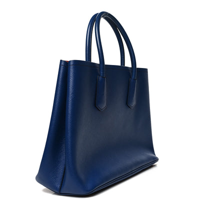 Prada Saffiano Cuir Medium Double Bag Bleuette Rosso 3 of 15