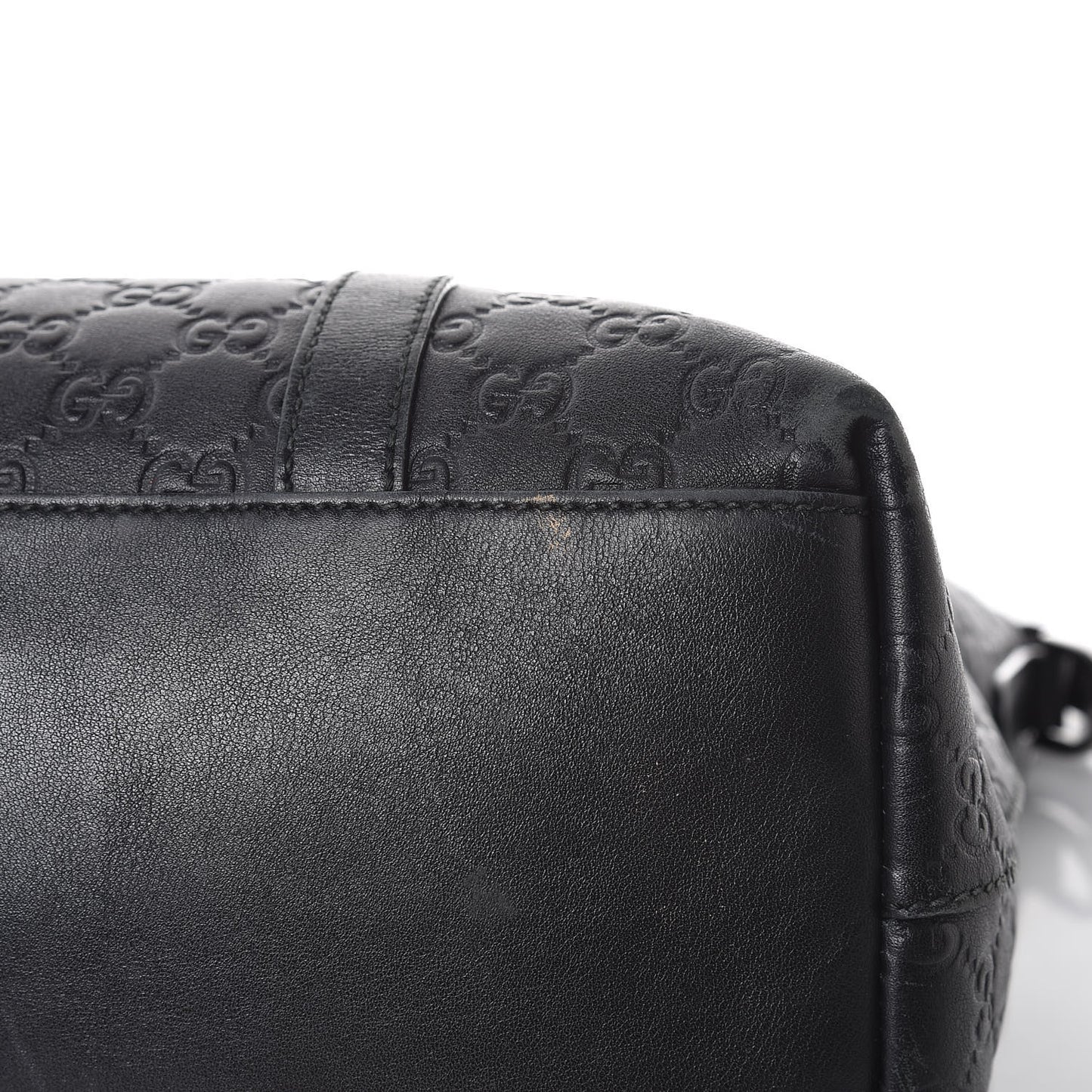 Guccissima Large GG Charm Convertible Dome Satchel Black