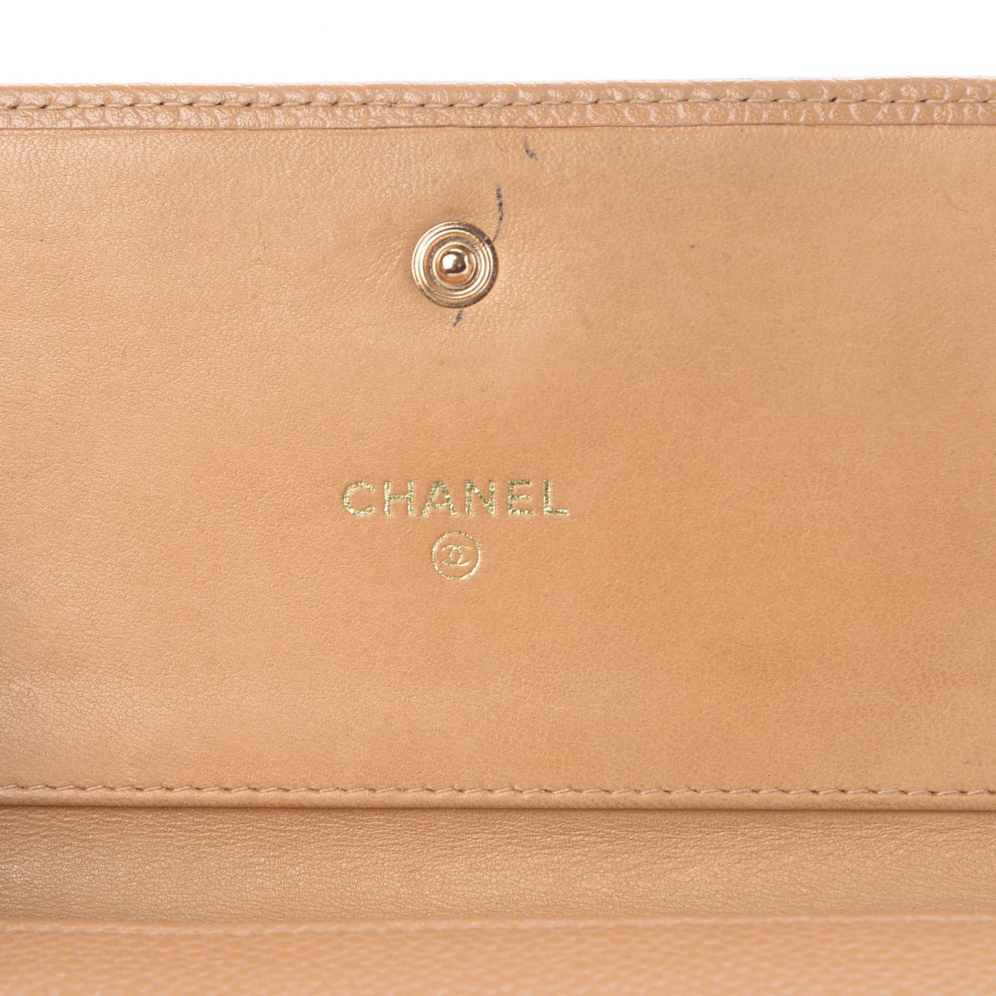 Caviar CC Timeless Flap Wallet Beige