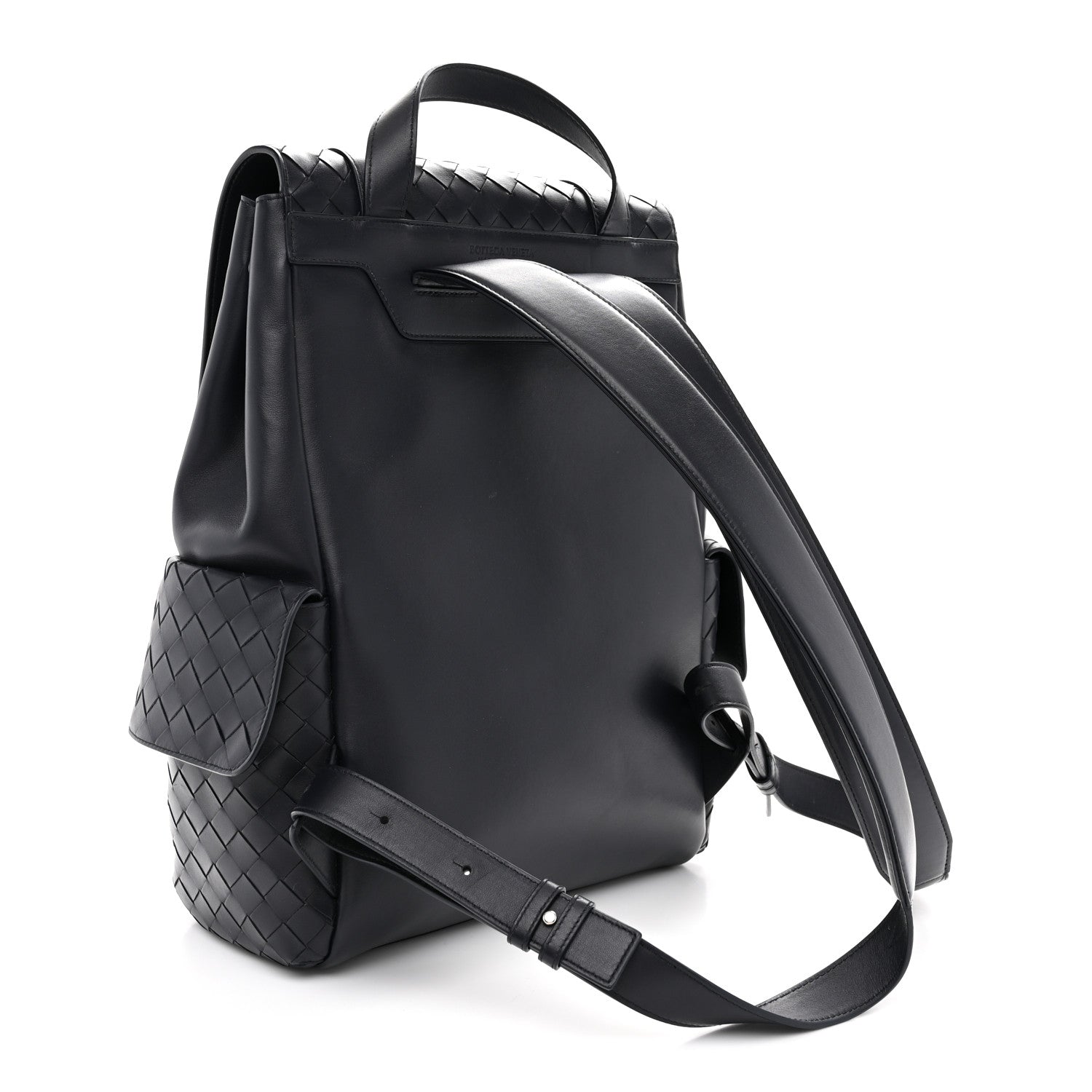 Bottega Veneta Canvas Calfskin Intrecciato Sassolungo Backpack Dark Blue 3 of 11