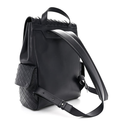Bottega Veneta Canvas Calfskin Intrecciato Sassolungo Backpack Dark Blue 3 of 11