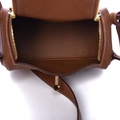 Hermes Taurillon Clemence Mini Lindy 20 Gold 5 of 11