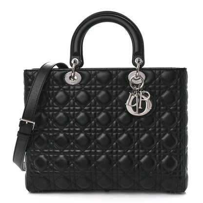 Christian Dior Lambskin Cannage Large Lady Dior Black 1 of 10