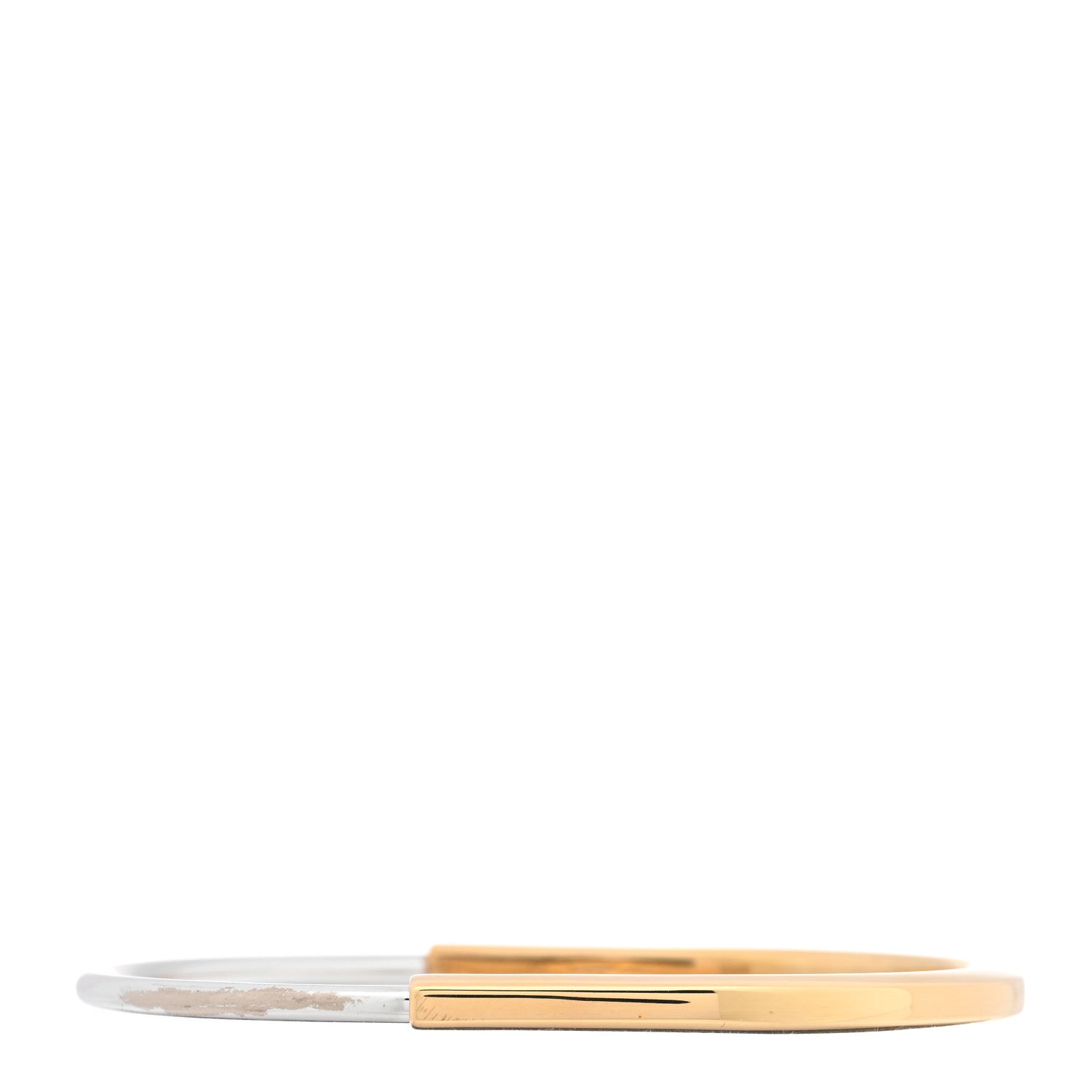 Tiffany 18K Yellow White Gold Lock Narrow Bangle Bracelet 2 of 6