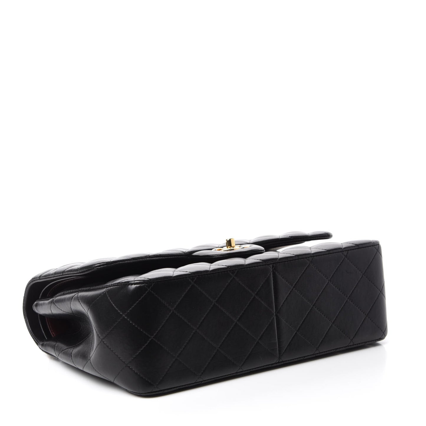 Lambskin Quilted Jumbo Double Flap Black