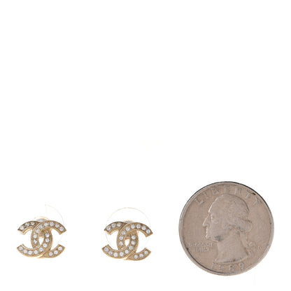 Chanel Crystal Timeless CC Earrings Light Gold 2 of 4