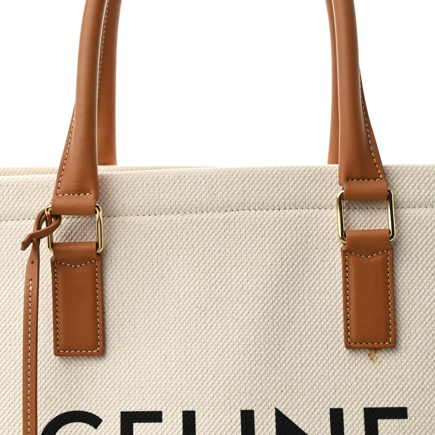 Celine Canvas Calfskin Horizontal Cabas Natural Tan 8 of 11
