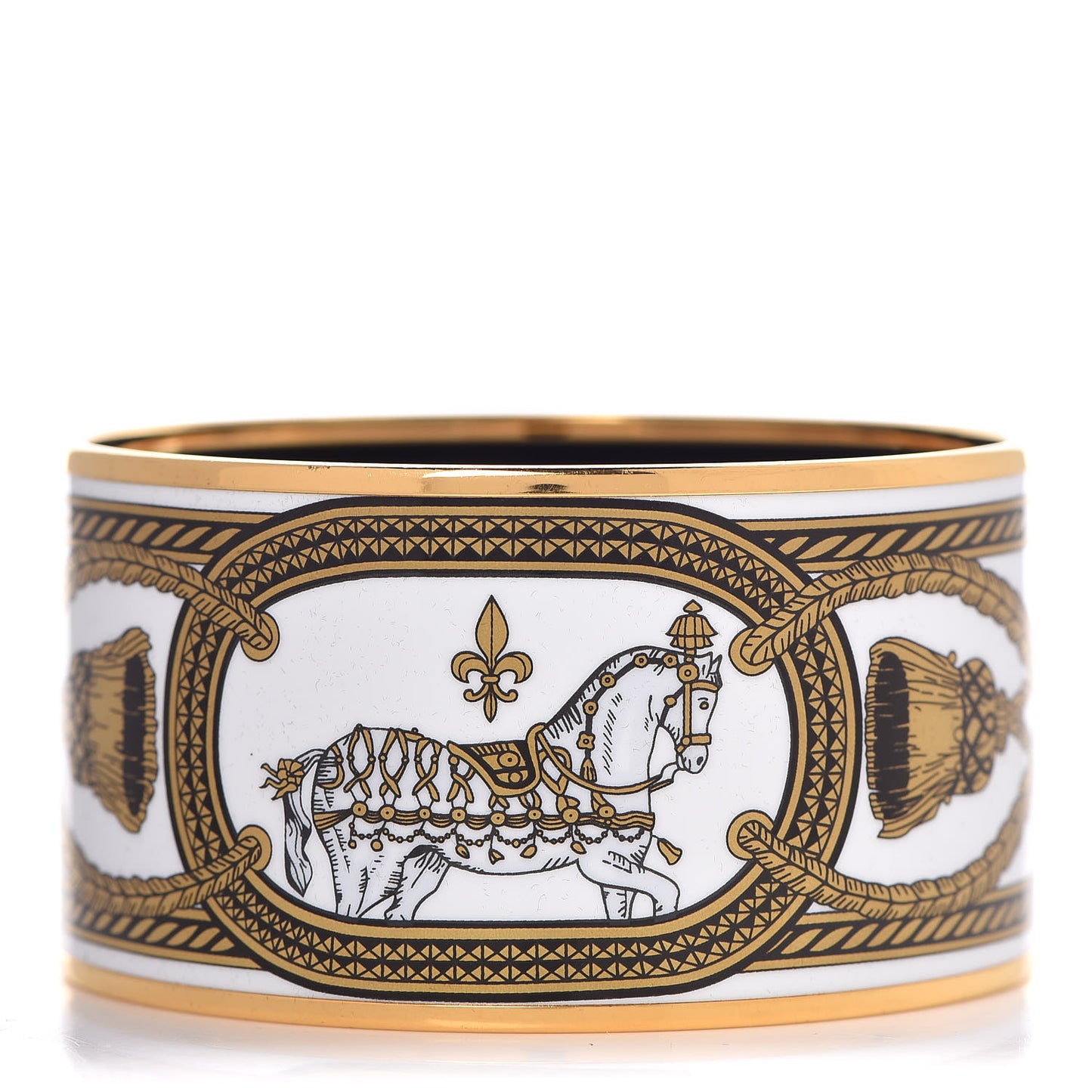 Enamel Printed Grand Apparat Extra Wide Bracelet 65 White