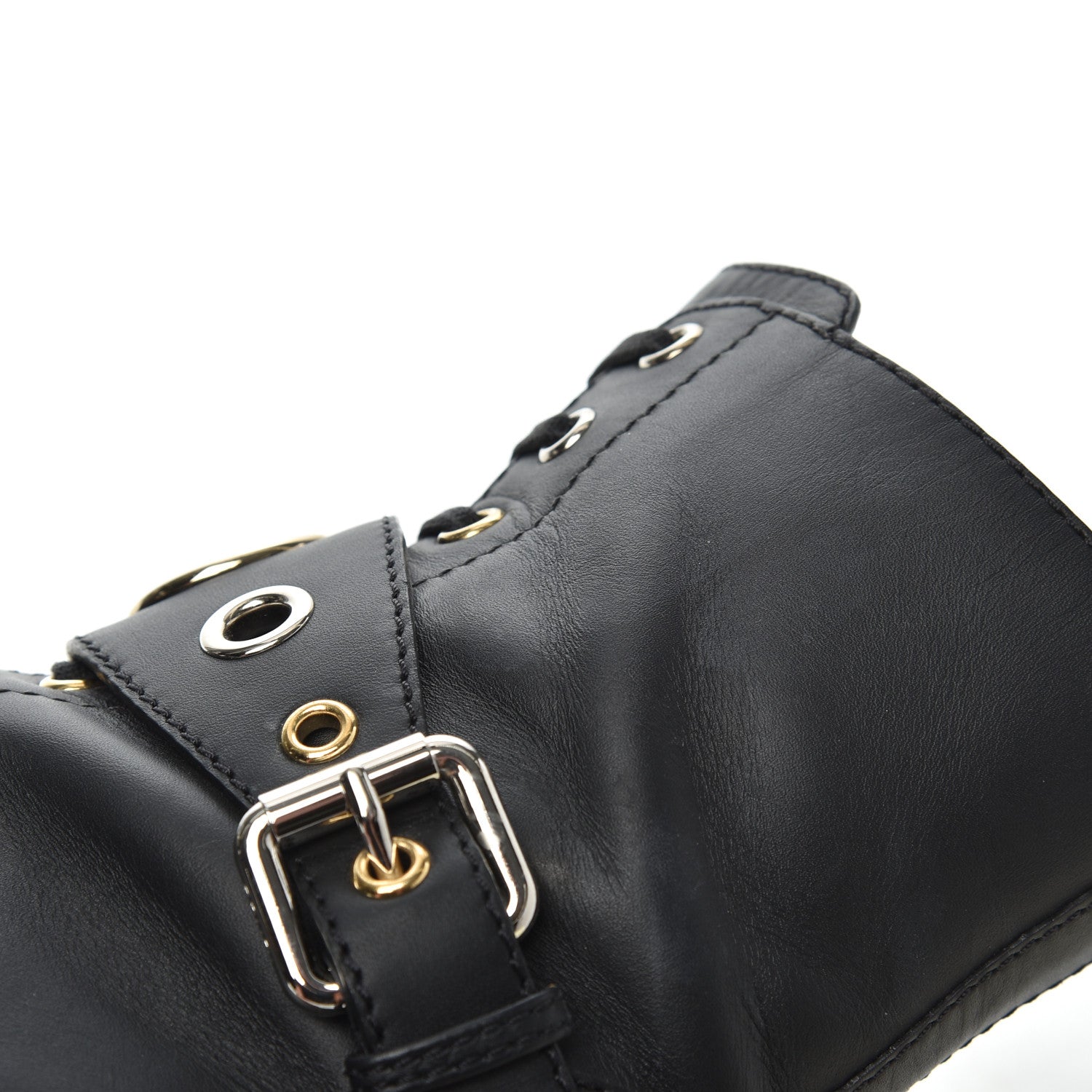 Fendi Calfskin Combat Boots 36.5 Black 16 of 17