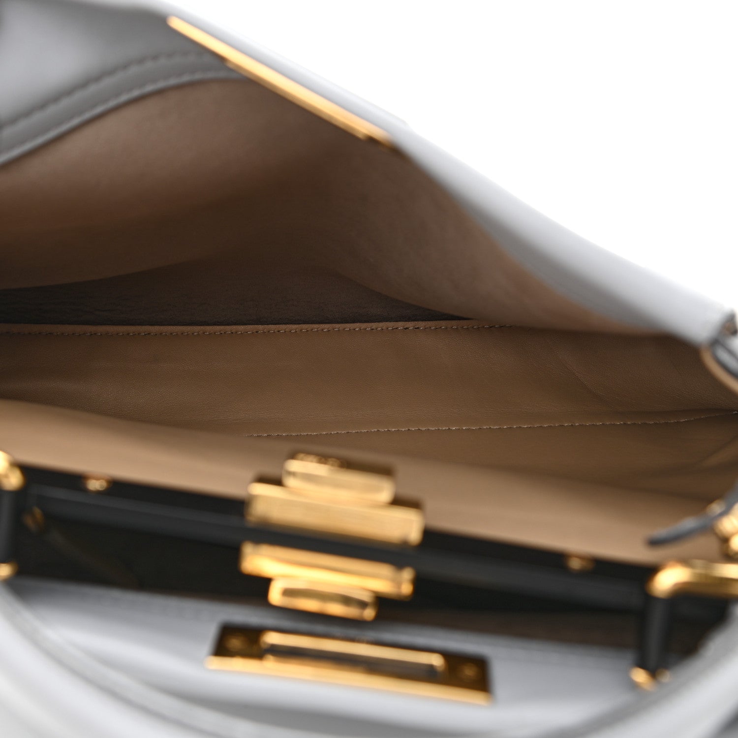 Fendi Vitello Seta Shiny Nappa Medium Peekaboo Iconic Satchel Ardesia Amido 5 of 11