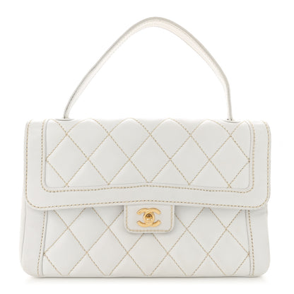 Chanel Calfskin Quilted Wild Stitch Large Flap White 1 of 17