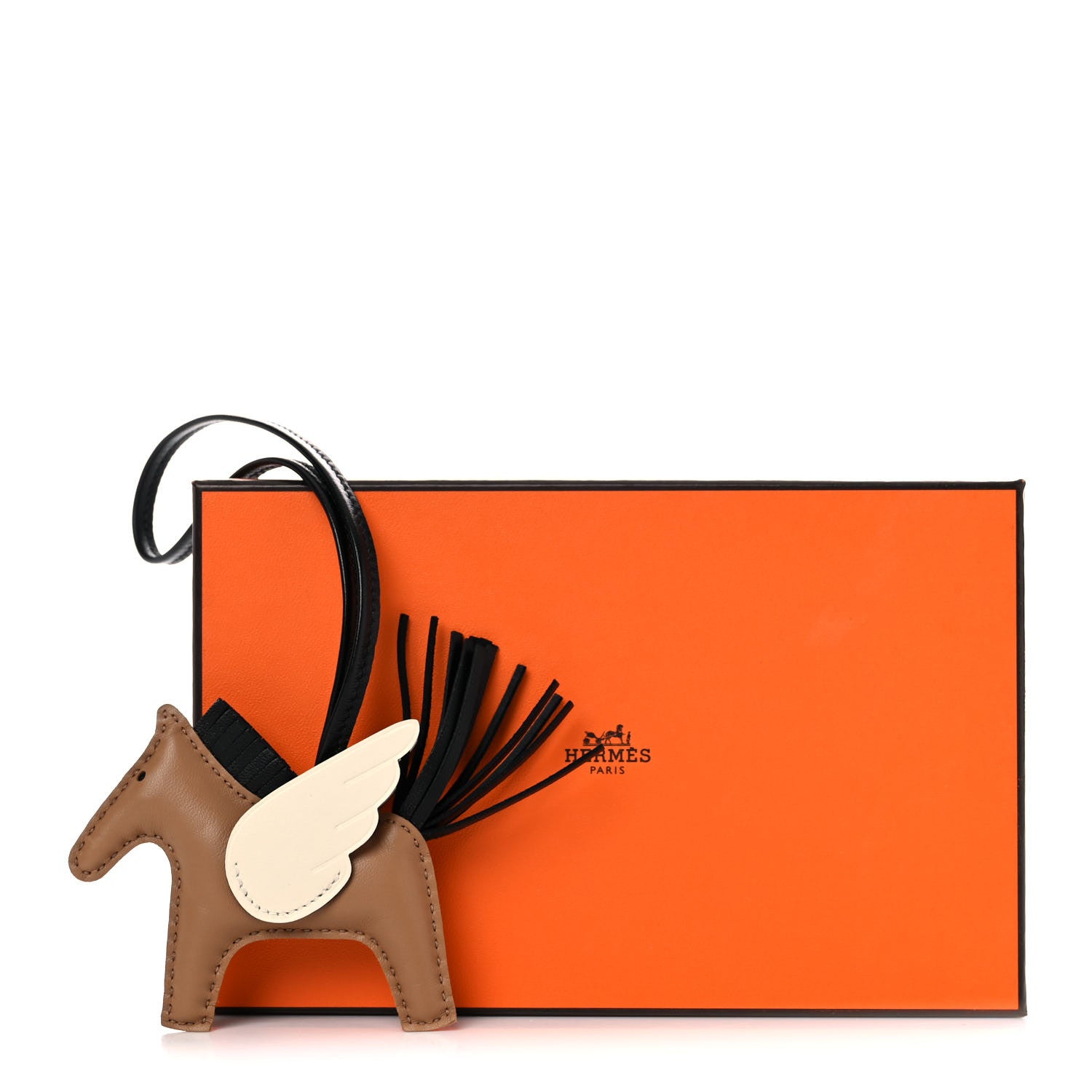 Hermes Milo Lambskin Grigri Rodeo Pegase Horse Bag Charm PM Chai Black Craie 5 of 5
