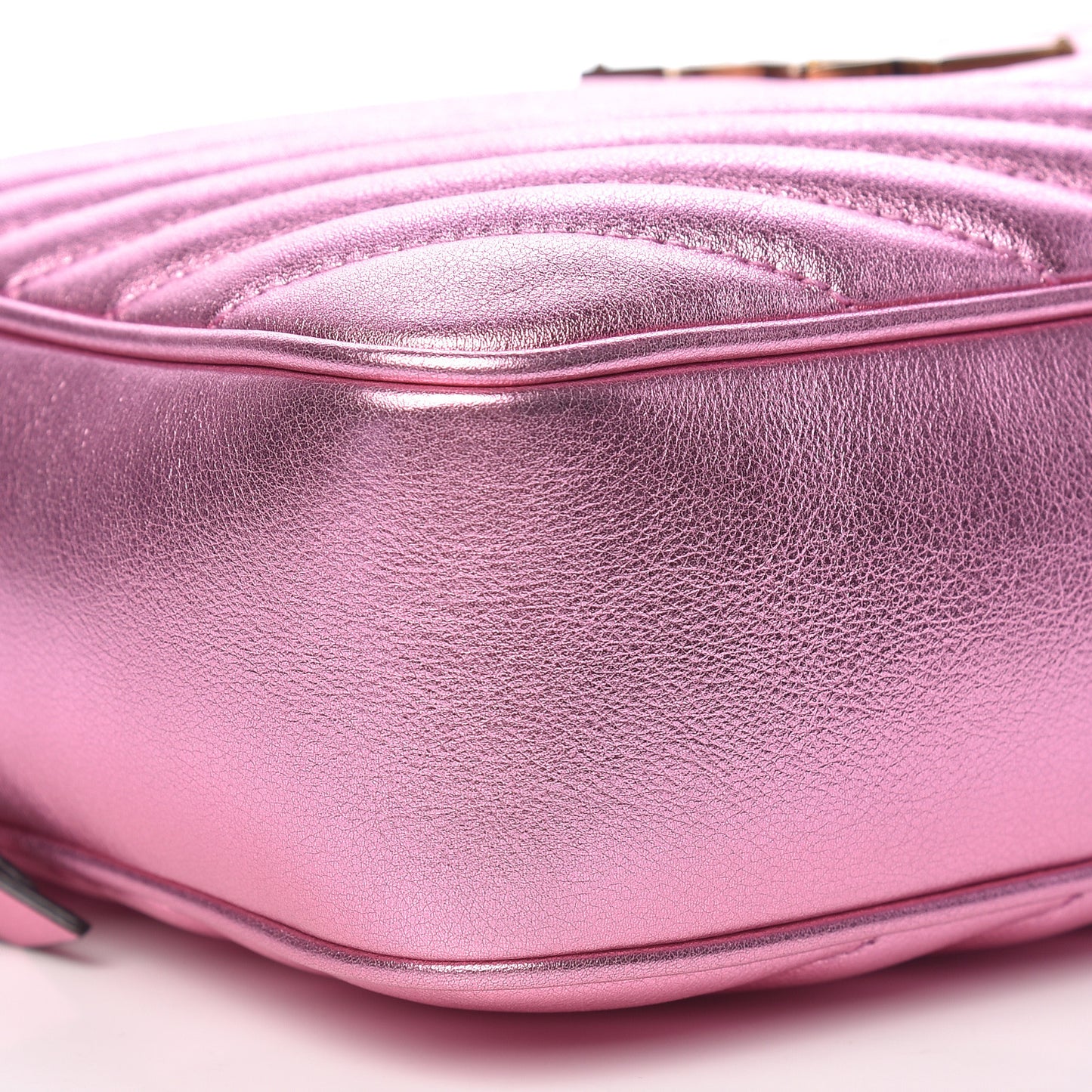 Metallic Calfskin Matelasse Monogram Lou Camera Bag Vegas Pink
