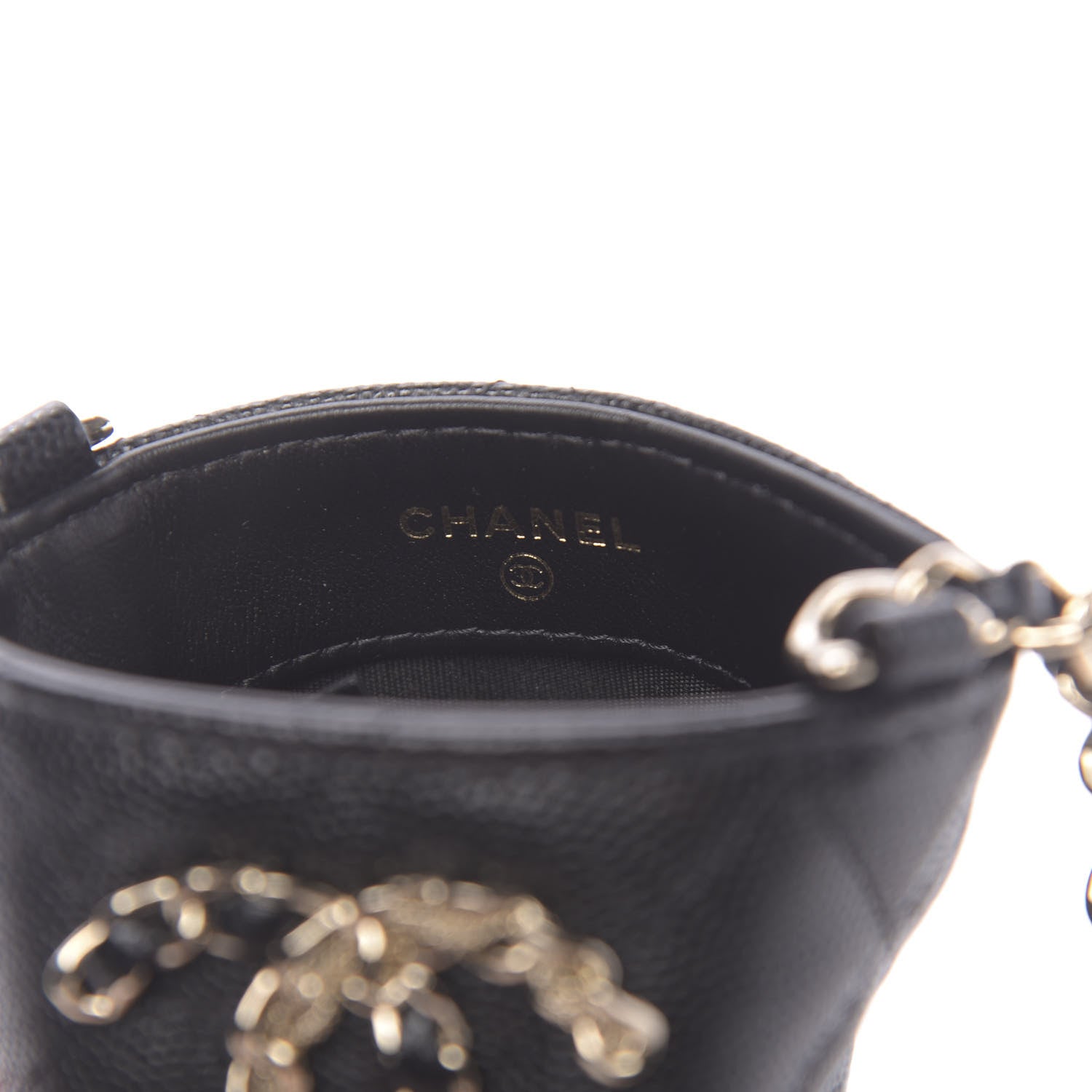 Chanel Caviar Quilted French New Wave Phone Holder With Chain Black 10 of 20