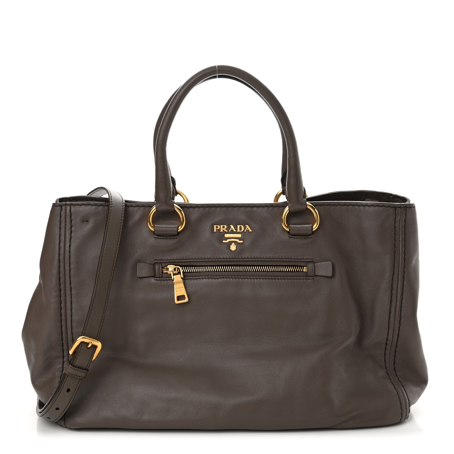 Prada Soft Calfskin Shopping Tote Bambu 1 of 14
