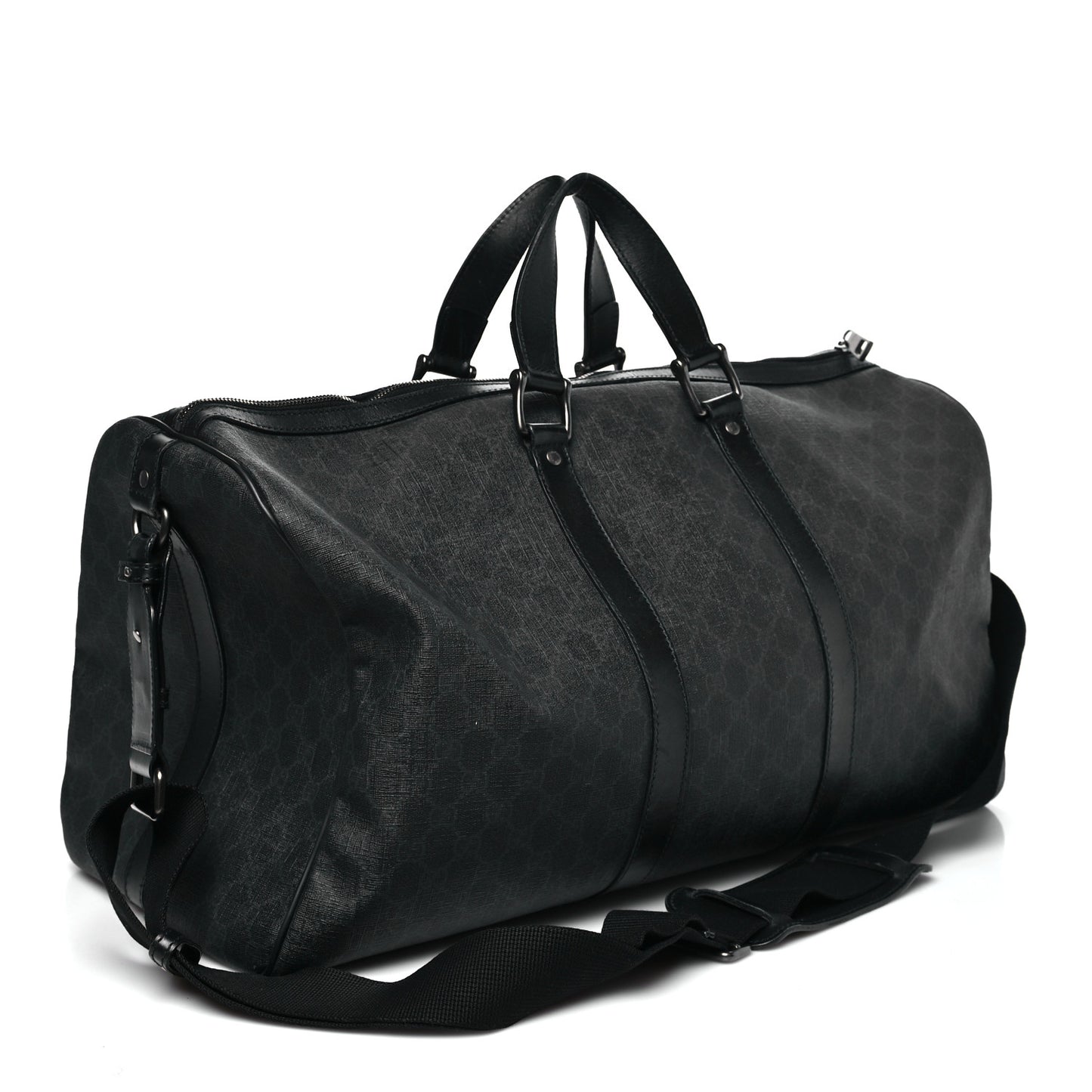GG Supreme Monogram Medium Carry-On Duffle Bag Black Grey