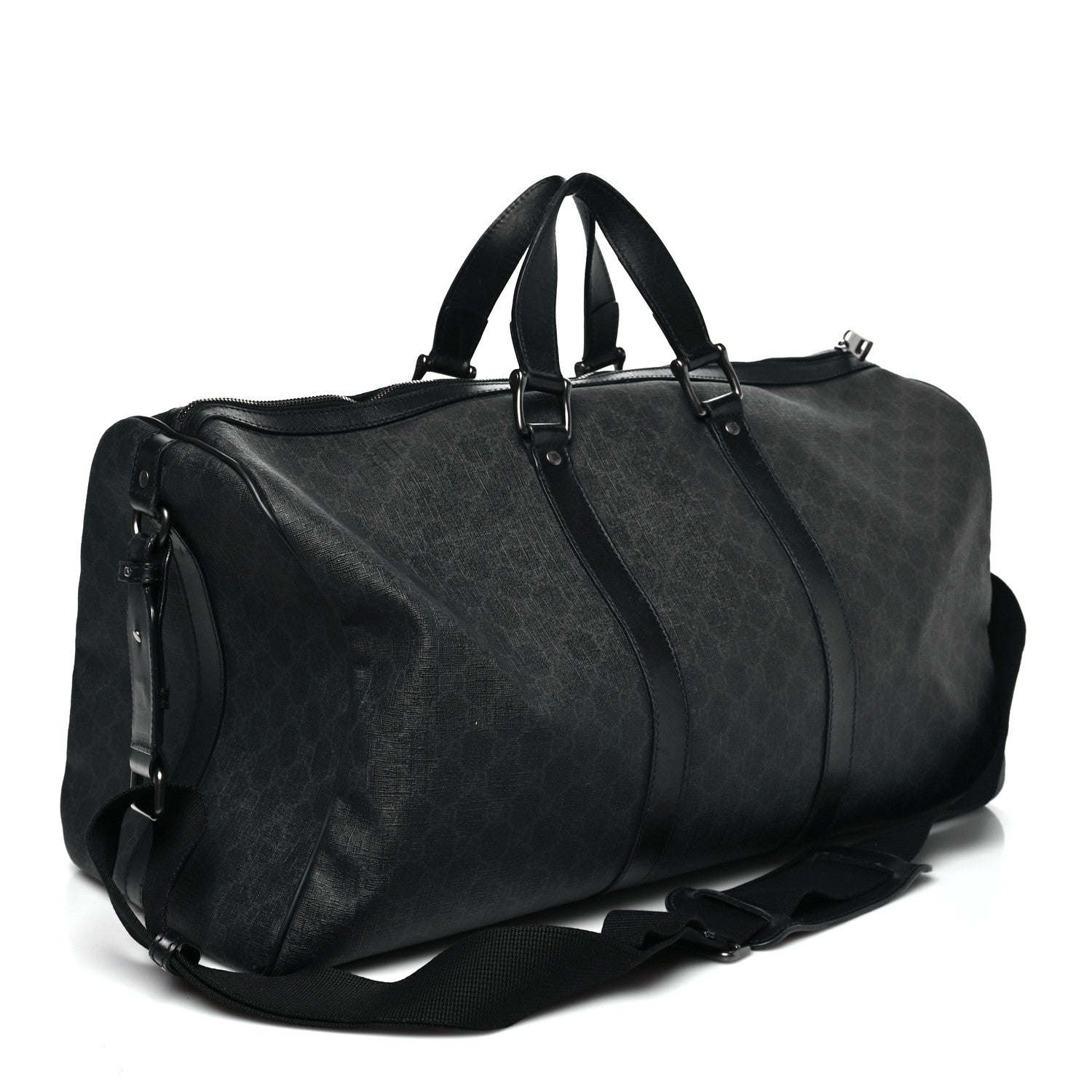 Gucci GG Supreme Monogram Medium Carry-On Duffle Bag Black Grey 3 of 12
