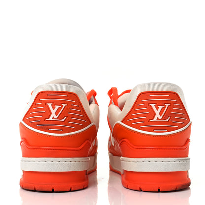 Louis Vuitton Calfskin Embossed Monogram Mens LV Trainer Sneakers 10.5 Orange 5 of 10