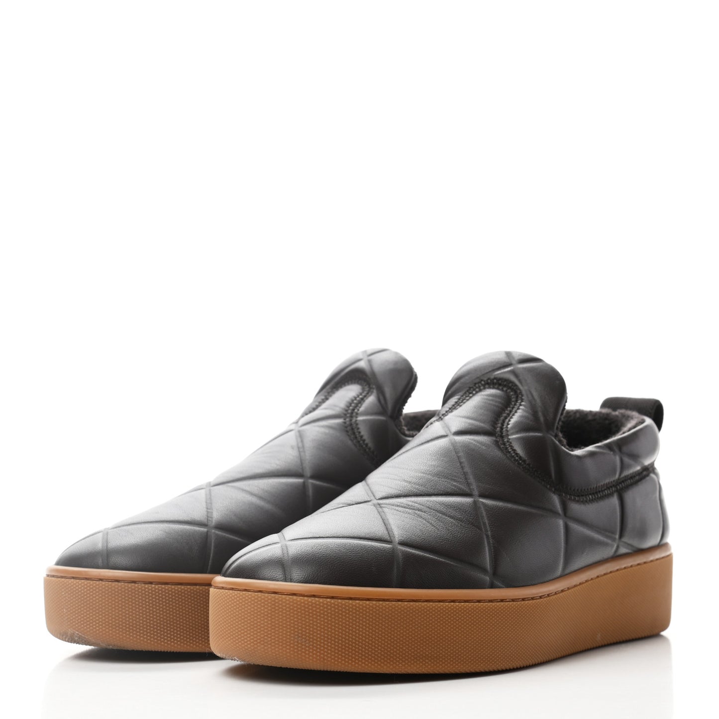 Lambskin Embossed Quilted Mens The Quilt Slip On Sneakers 38 Dark Brown
