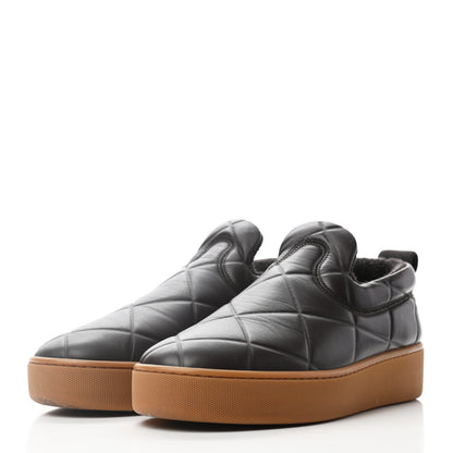 Bottega Veneta Lambskin Embossed Quilted Mens The Quilt Slip On Sneakers 38 Dark Brown 3 of 8