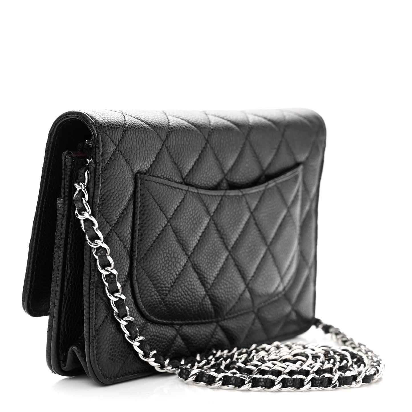 Caviar Quilted Wallet on Chain WOC Black