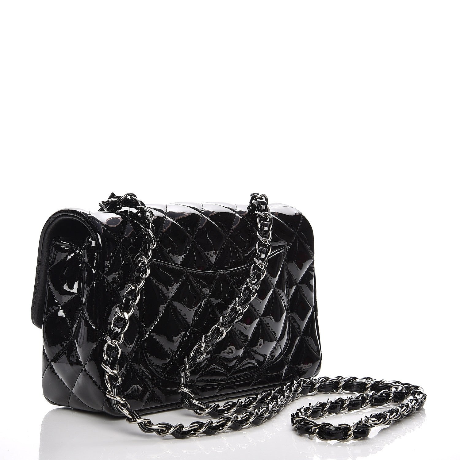 Chanel Patent Calfskin Quilted Mini Rectangular Flap Black 3 of 9