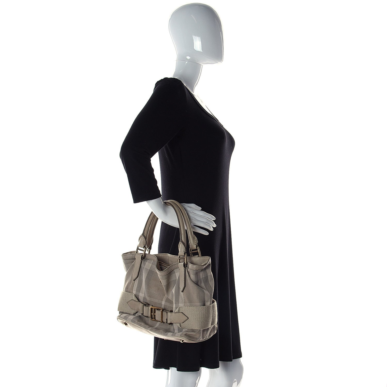 Burberry Canvas House Check Parsons Satchel Light Beige 2 of 18
