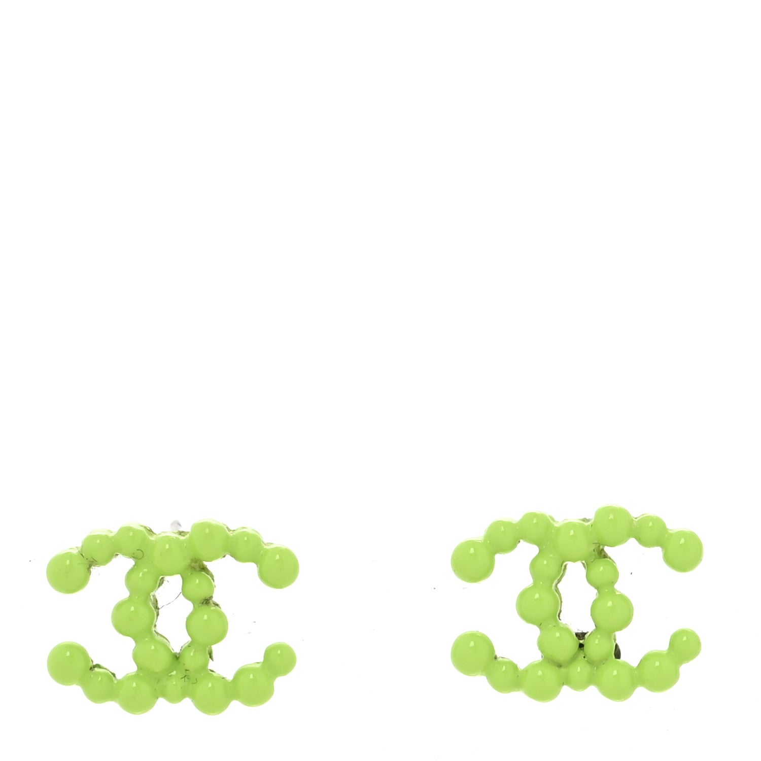 Chanel Resin Ruthenium CC Earrings Green 1 of 5