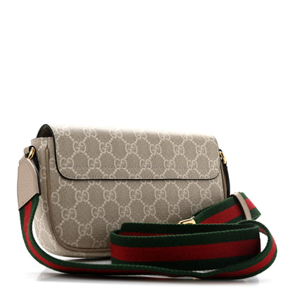 Gucci GG Supreme Monogram Textured Dollar Calfskin Web Mini Ophidia Envelope Shoulder Bag Beige Mystic White Oatmeal 3 of 13